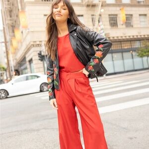 Embroidered Black Bomber Jacket for Women